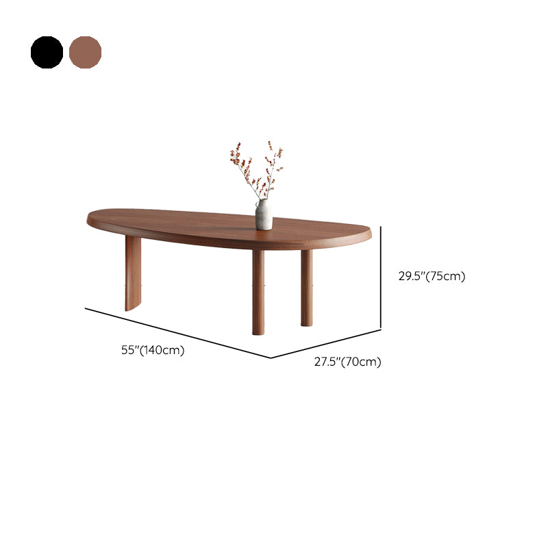 Irregular Shaped Office Laptop Table Wooden Writing Desk in Black/Brown