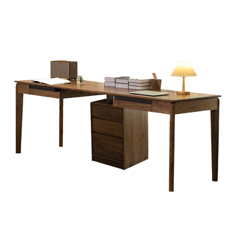 Modern Solid Wood Office Table Home Writing Desk with 5 Drawers