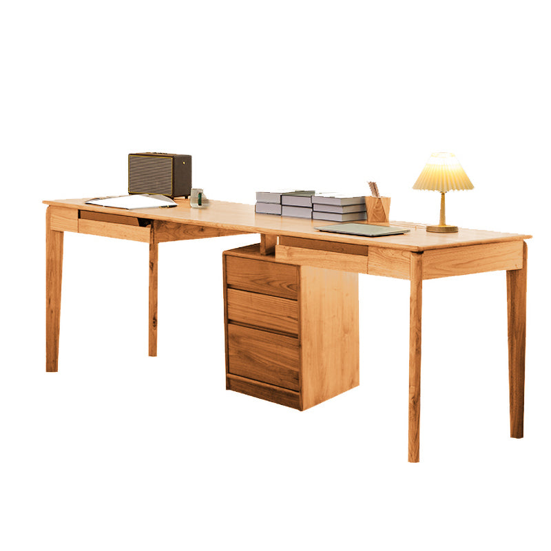 Modern Solid Wood Office Table Home Writing Desk with 5 Drawers