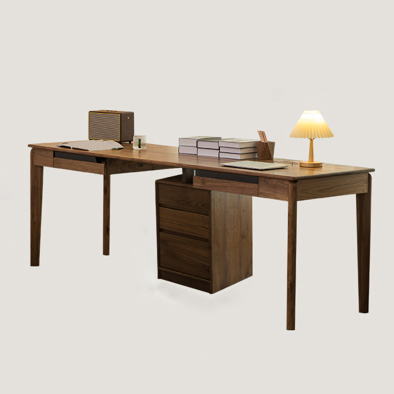 Modern Solid Wood Office Table Home Writing Desk with 5 Drawers