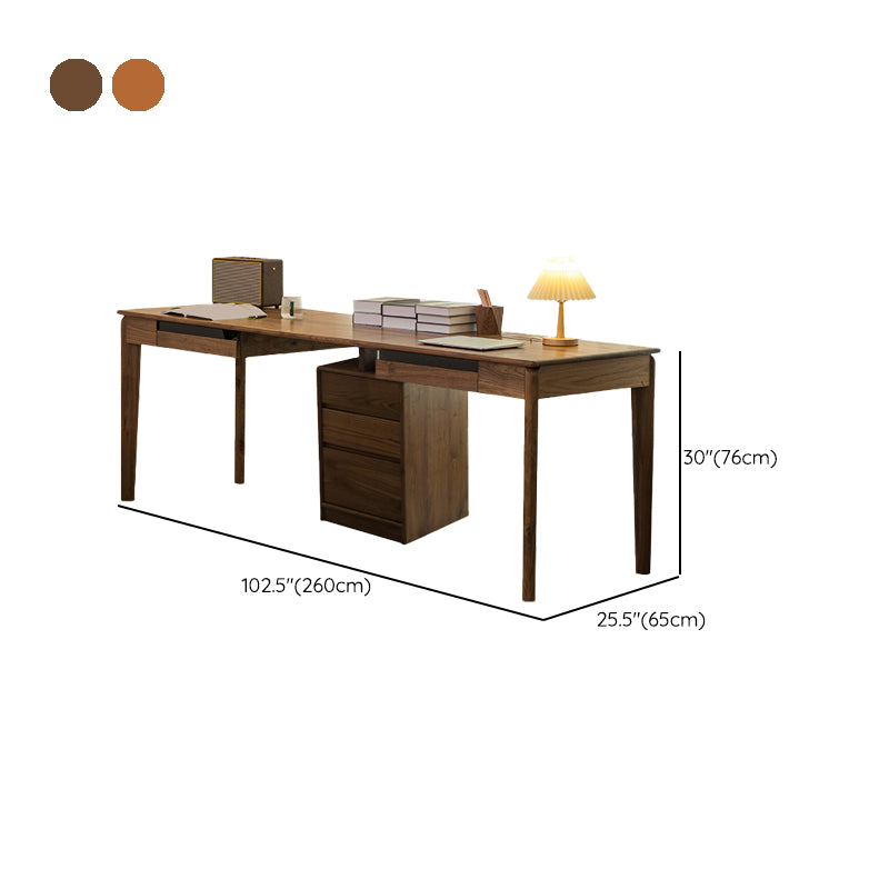 Modern Solid Wood Office Table Home Writing Desk with 5 Drawers