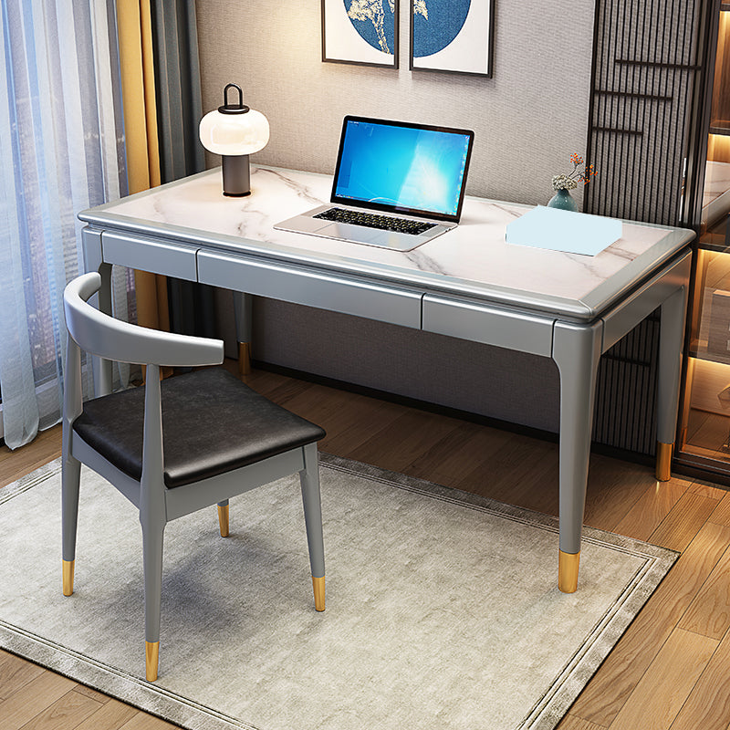 Rectangular Shaped Office Laptop Table Stone Writing Desk for Home