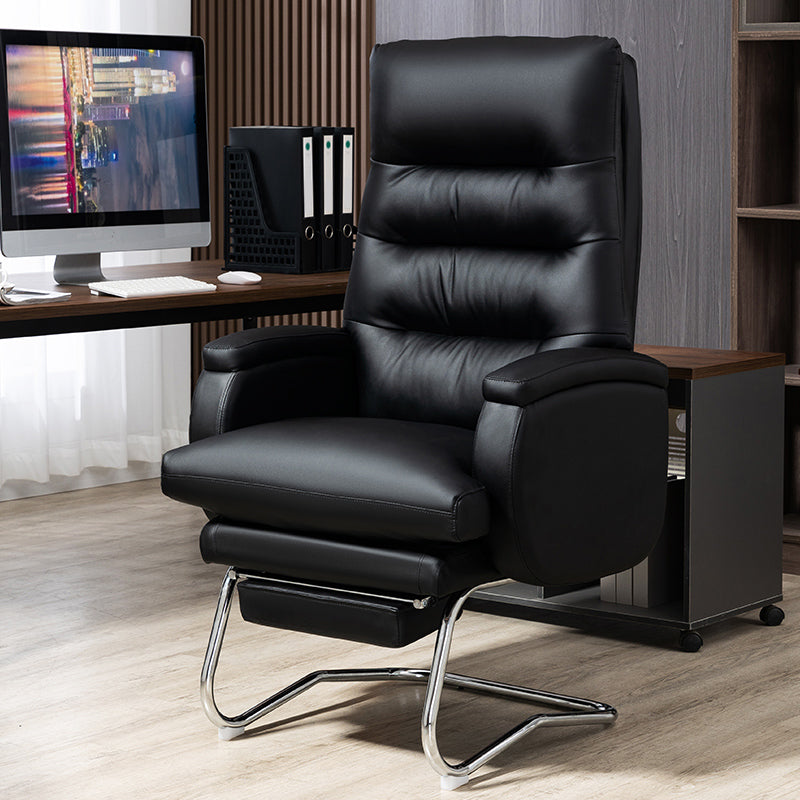 Modern Armless Office Chair No Wheels Leather No Distressing Ergonomic Chair