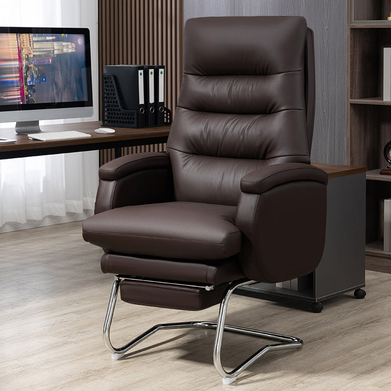 Modern Armless Office Chair No Wheels Leather No Distressing Ergonomic Chair