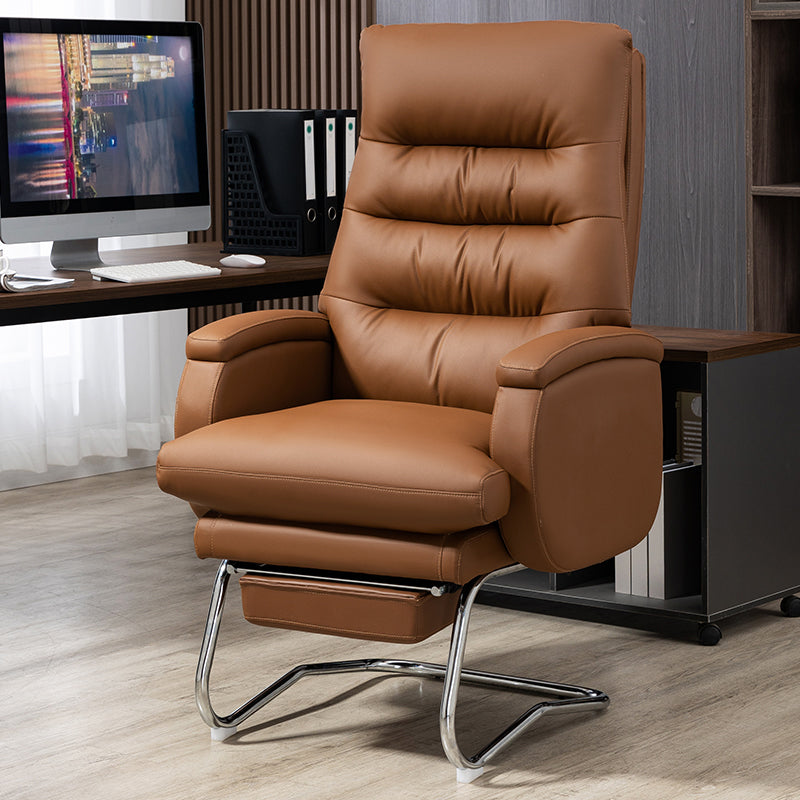 Modern Armless Office Chair No Wheels Leather No Distressing Ergonomic Chair