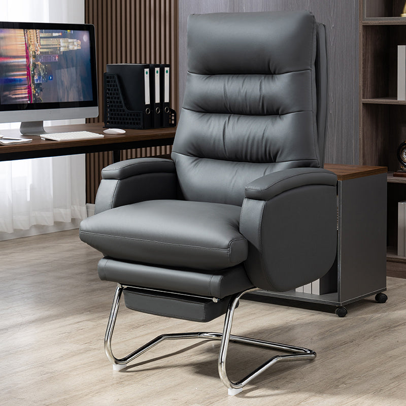 Modern Armless Office Chair No Wheels Leather No Distressing Ergonomic Chair