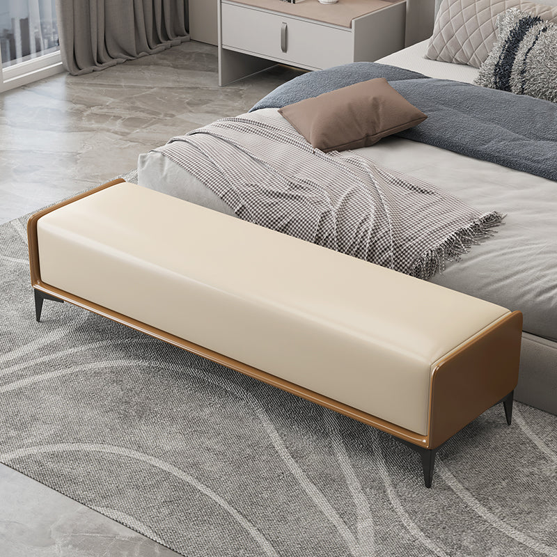 Rectangle Bedroom Bench Modern Seating Bench with Upholstered and Metal Legs