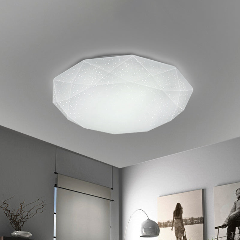 Lampada a soffitto a diamante bianco con paralume acrilico stile semplice integrata LED per il soggiorno, 9 "/12 "/14" Dia