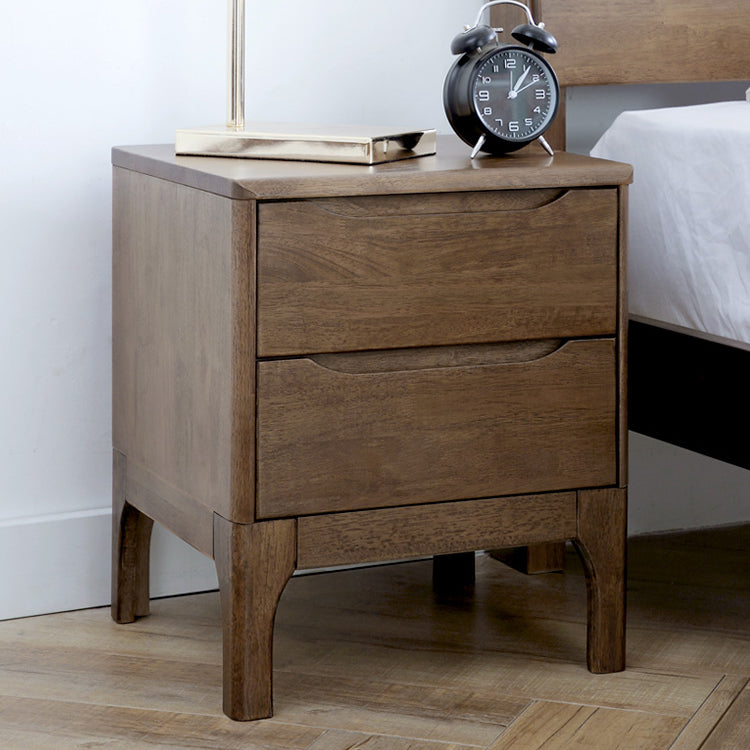 Glam Rubber Wood Accent Table Nightstand Drawers Included with Legs