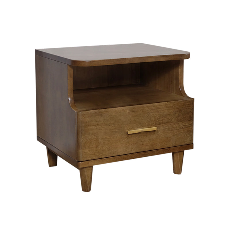 Glam Rubber Wood Accent Table Nightstand Drawers Included with Legs