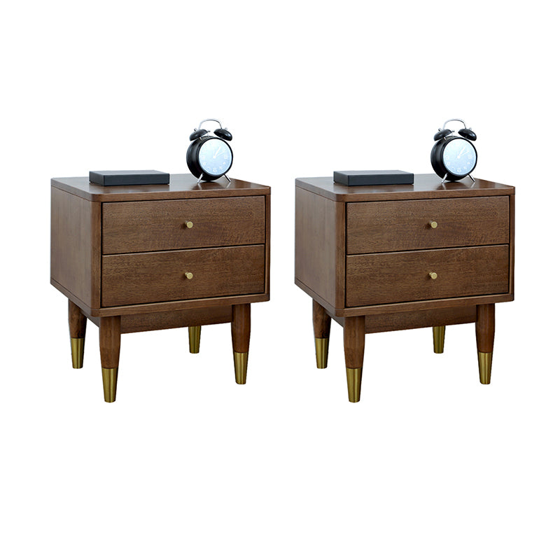 Glam Rubber Wood Accent Table Nightstand Drawers Included with Legs