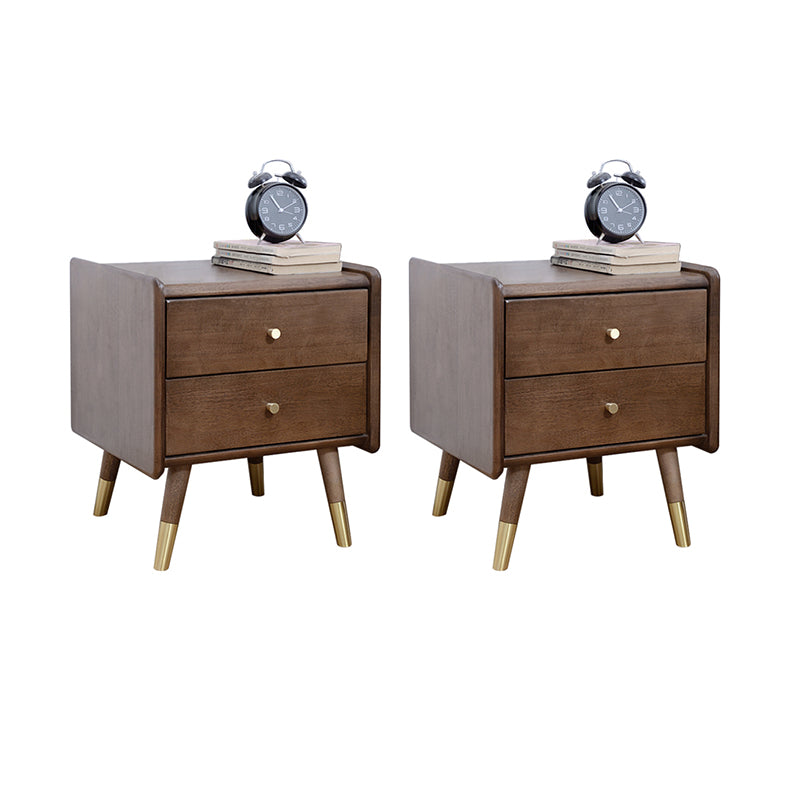 Glam Rubber Wood Accent Table Nightstand Drawers Included with Legs