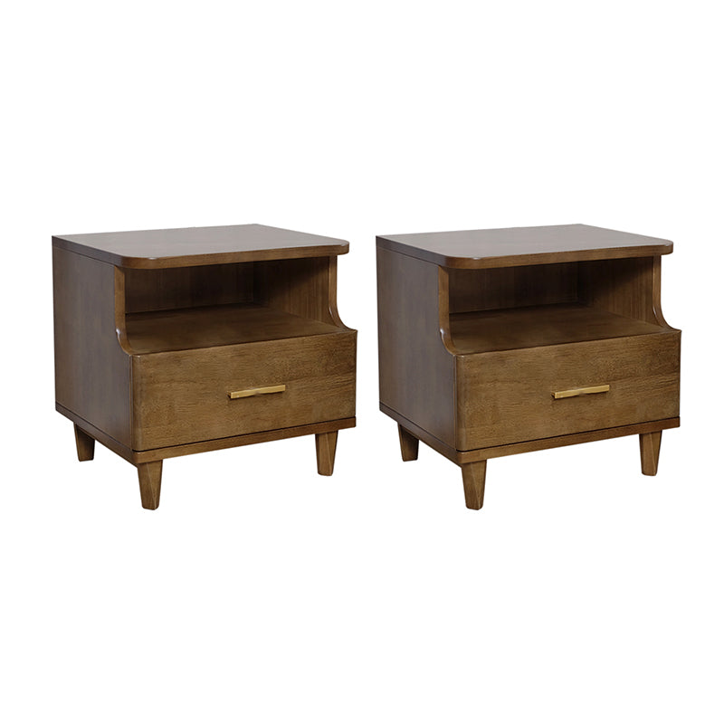 Glam Rubber Wood Accent Table Nightstand Drawers Included with Legs