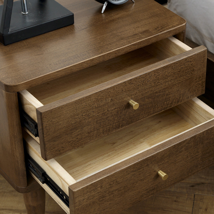 Glam Rubber Wood Accent Table Nightstand Drawers Included with Legs