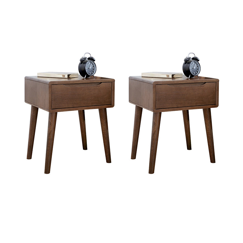 Glam Rubber Wood Accent Table Nightstand Drawers Included with Legs