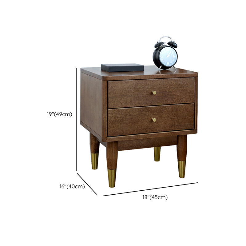 Glam Rubber Wood Accent Table Nightstand Drawers Included with Legs