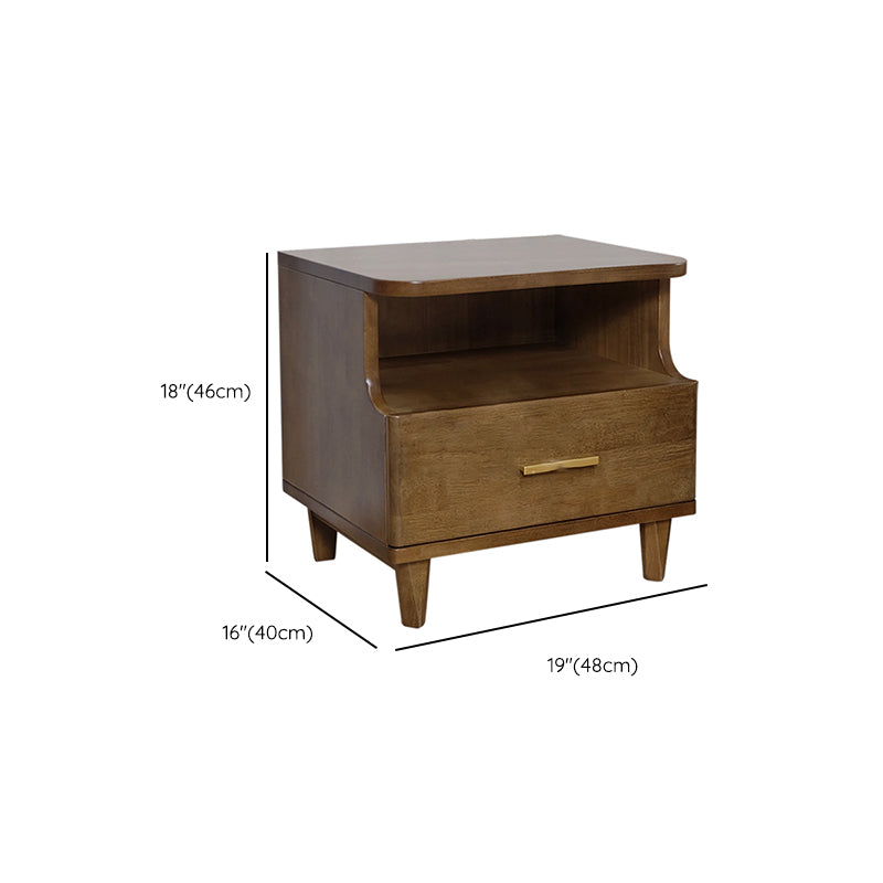 Glam Rubber Wood Accent Table Nightstand Drawers Included with Legs