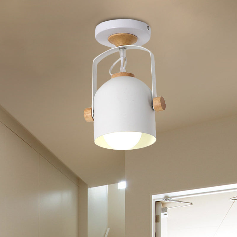 1 Light Cup Shade Flush Ceiling Light Rotatable Macaron Loft Metallic Ceiling Lamp for Bathroom