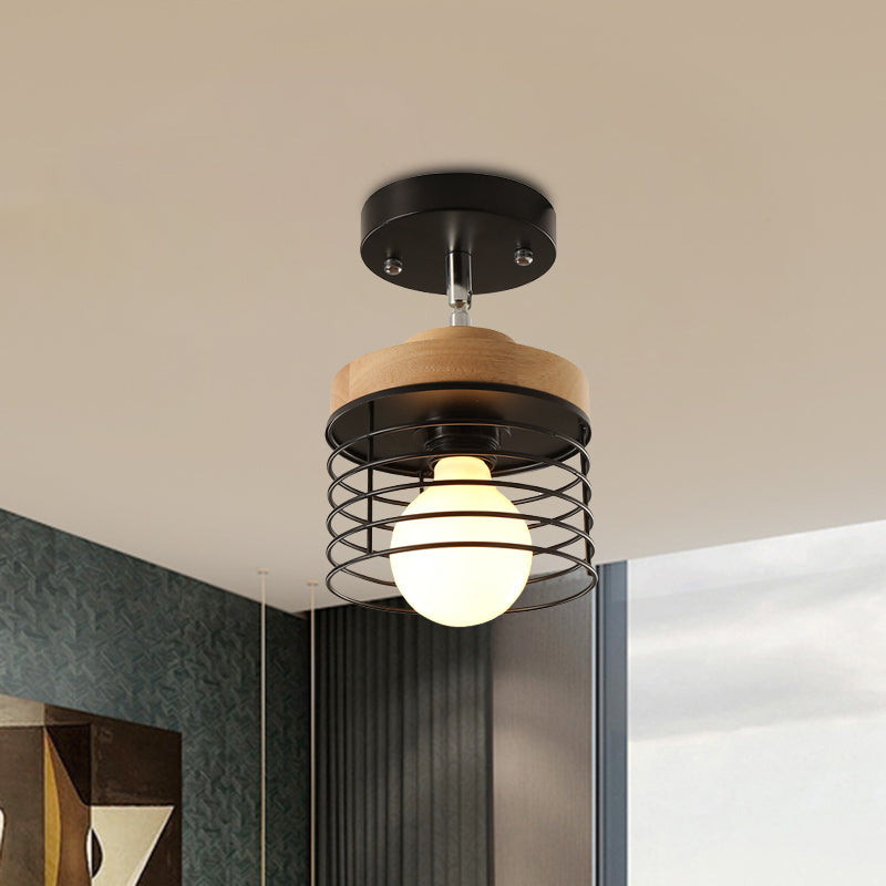 Iron Drum Cage Flush Sofiling Light Ronabile 1 Luce semplice Simple elegante Lampada per balcone