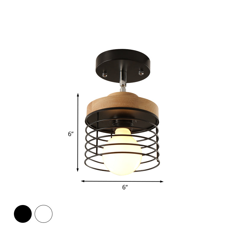 IJzeren Drum Cage Vlooierlamp Roteerbaar 1 Licht eenvoudig Stijlvolle plafondlamp voor balkon