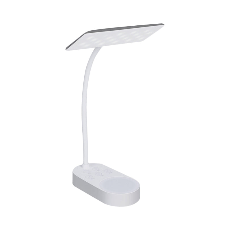 Lámpara de escritorio de tono de panel rectangular blanco moderna luz de lectura LED simple para cama