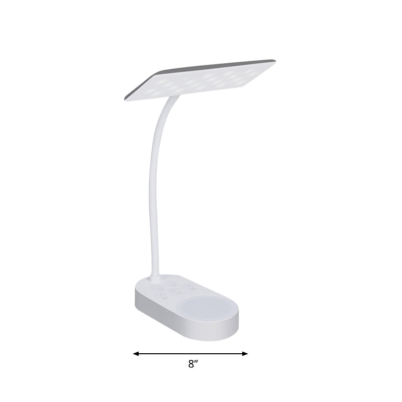 Lámpara de escritorio de tono de panel rectangular blanco moderna luz de lectura LED simple para cama