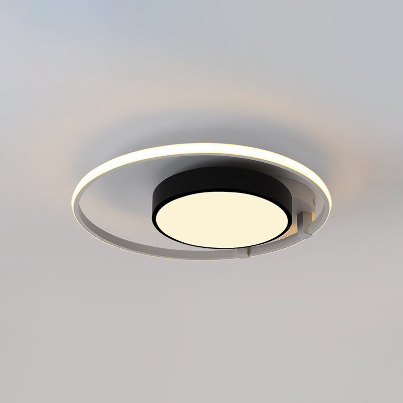 Circular Acrylic Flush Ceiling Light Modern Stylish 2/3 Lights Black Finish Ceiling Mount Fixture for Living Room