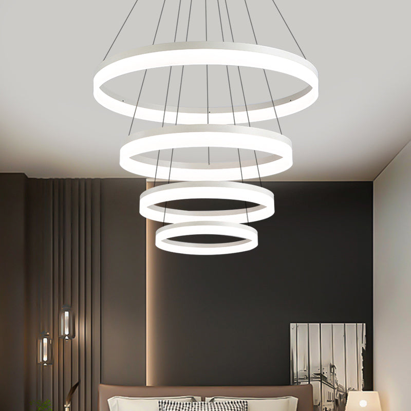 Minimalist Loop Acrylic Drop Pendant LED 4/5 Lights Ceiling Chandelier Lighting Fixture in Warm/White Light