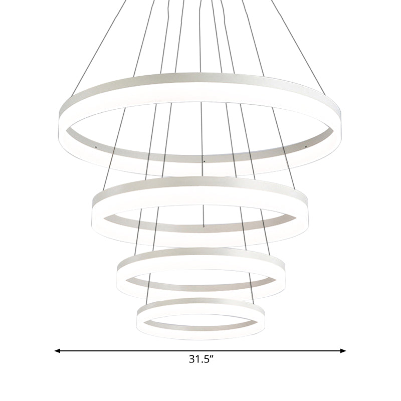 Minimalist Loop Acrylic Drop Pendant LED 4/5 Lights Ceiling Chandelier Lighting Fixture in Warm/White Light