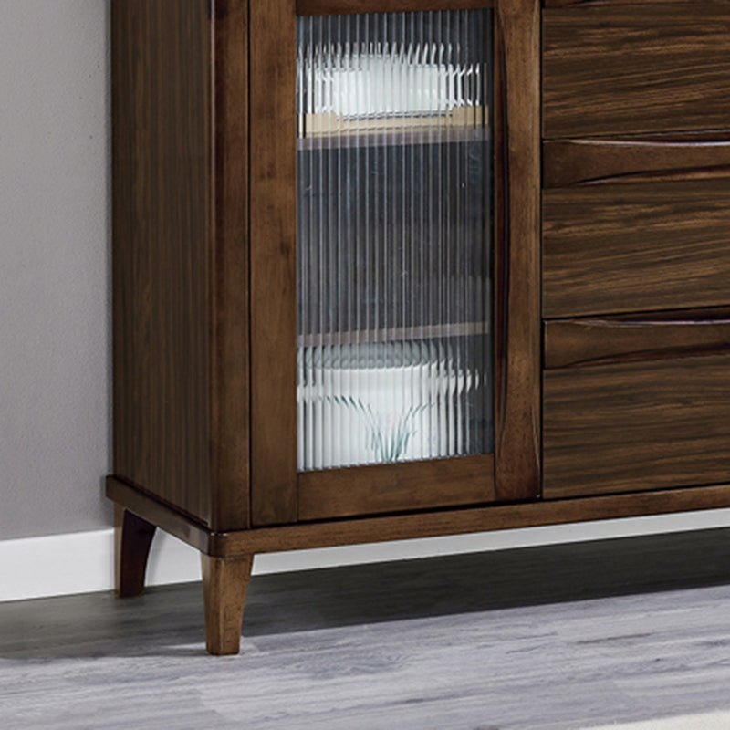 Modern Style Solid Wood Sideboard Cabinet with Doors and Drawers