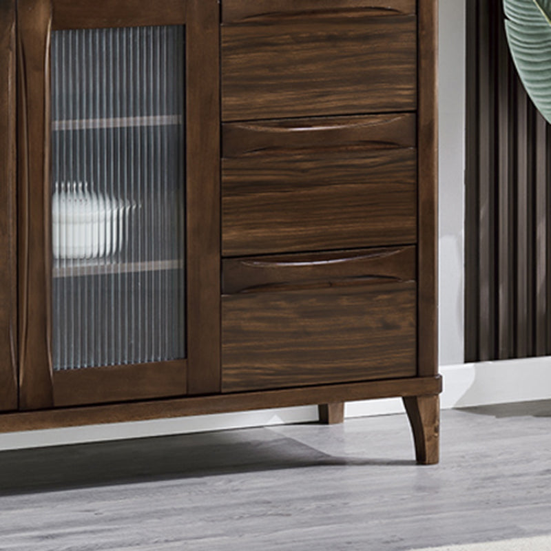 Modern Style Solid Wood Sideboard Cabinet with Doors and Drawers