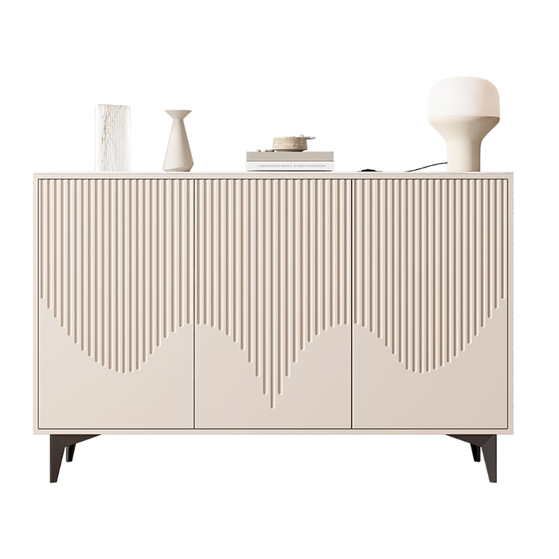 Contemporary Wood and Stone Sideboard Cabinet with Doors for Kitchen