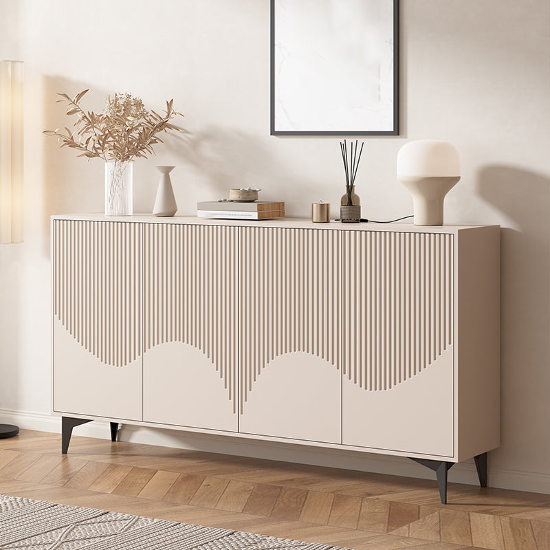 Contemporary Wood and Stone Sideboard Cabinet with Doors for Kitchen