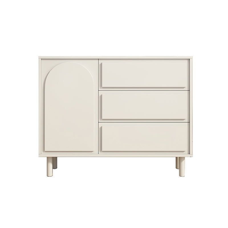 Contemporary Wooden White Sideboard Cabinet with Doors and Drawers