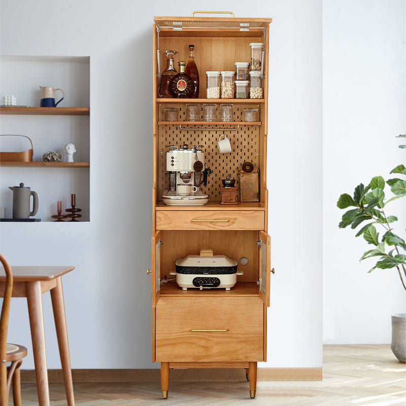 Contemporary Solid Wood Display Cabinet with Glass Doors for Dining Room