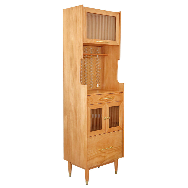 Contemporary Solid Wood Display Cabinet with Glass Doors for Dining Room