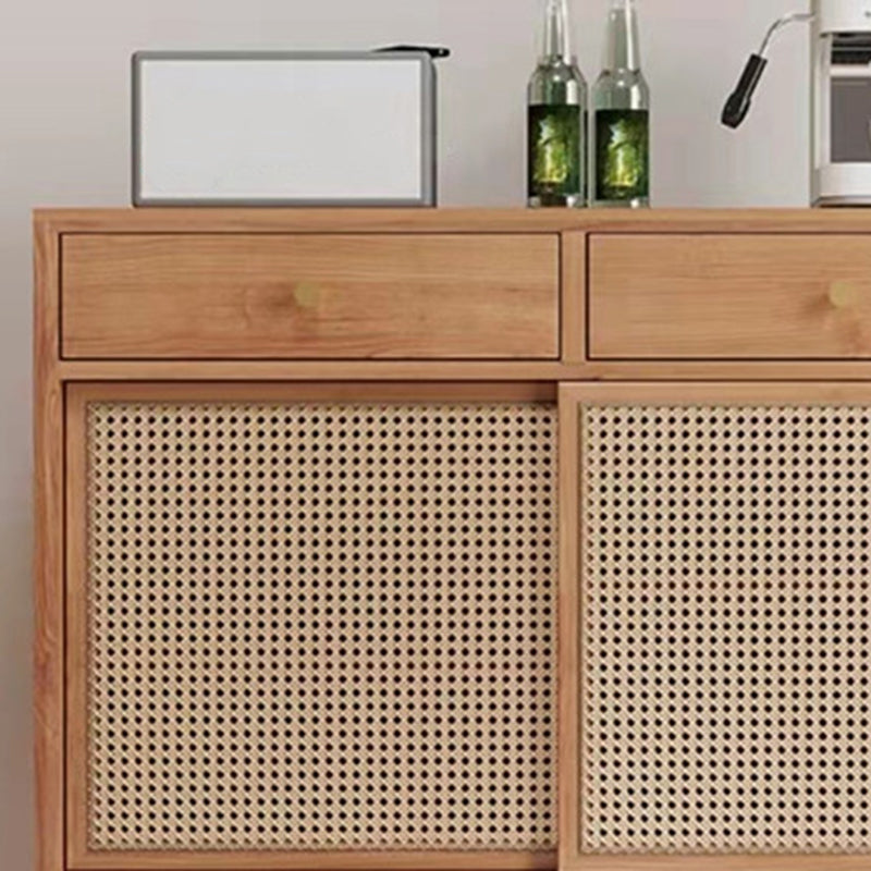 Contemporary Style Solid Wood Sideboard Cabinet with Cabinets and Drawers