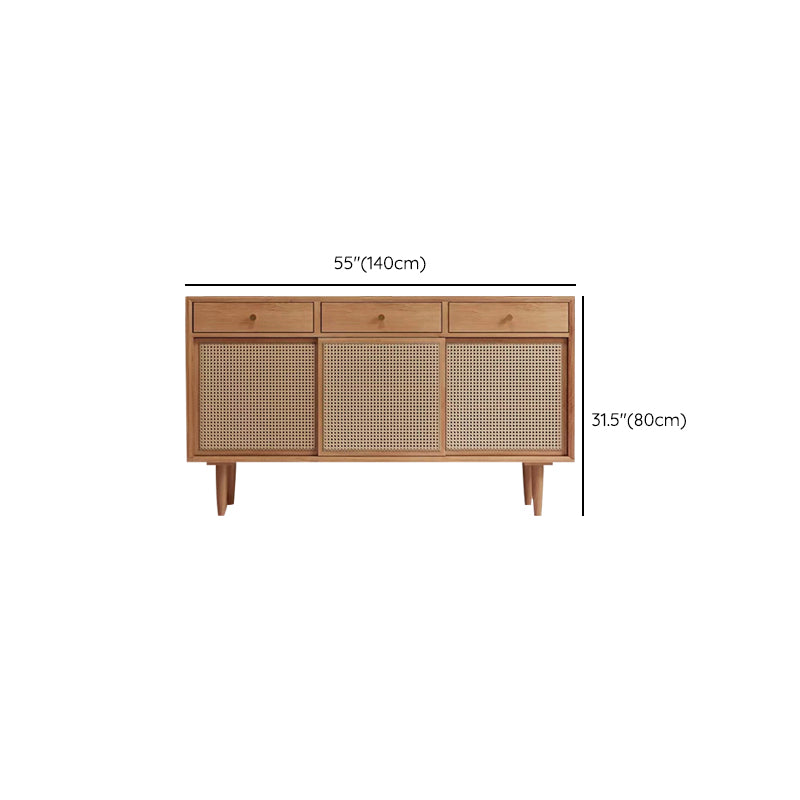 Contemporary Style Solid Wood Sideboard Cabinet with Cabinets and Drawers