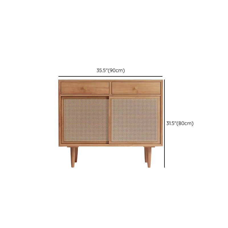 Contemporary Style Solid Wood Sideboard Cabinet with Cabinets and Drawers