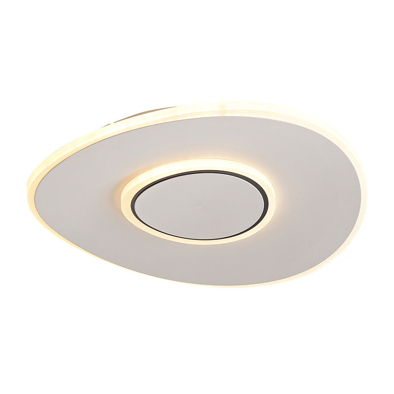 Contemporary Flush Mount Metal LED Ceiling Light Fixture in White for Bedroom