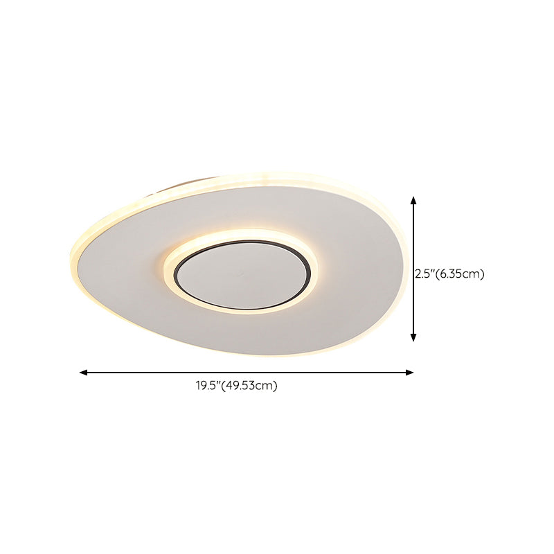 Contemporary Flush Mount Metal LED Ceiling Light Fixture in White for Bedroom