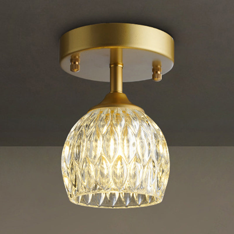 Single Golden Modernism Flush Mount Lighting Shaded Ceiling Light for Bedroom