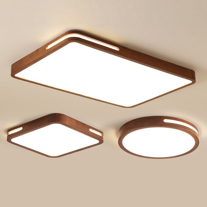 Geometric Flush Mount Fixture Contemporary Wood 1 Light Flush Light