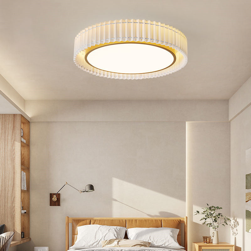 Modern Ceiling Light 1-Light LED Ceiling Mount Light with Fabric Shade for Bedroom