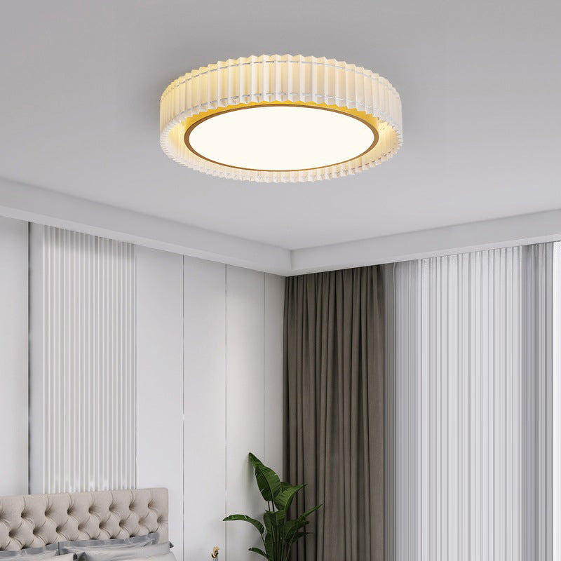 Modern Ceiling Light 1-Light LED Ceiling Mount Light with Fabric Shade for Bedroom