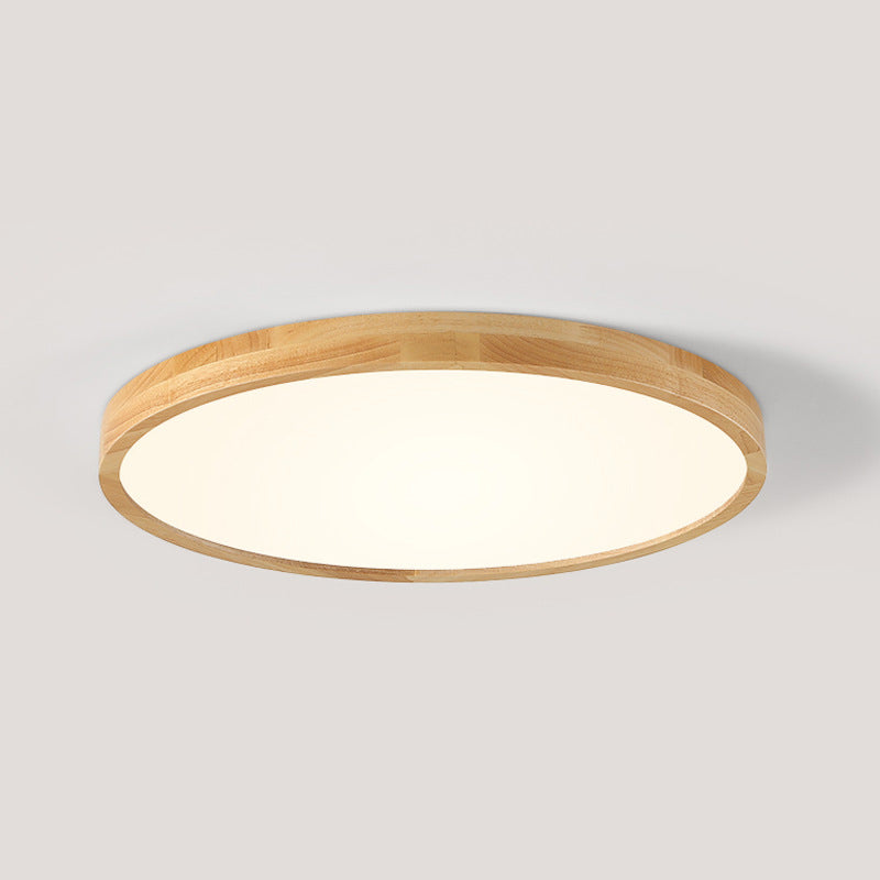 Contemporary LED Ceiling Light Geometric Wooden Flush Mount Light Fixture for Bedroom