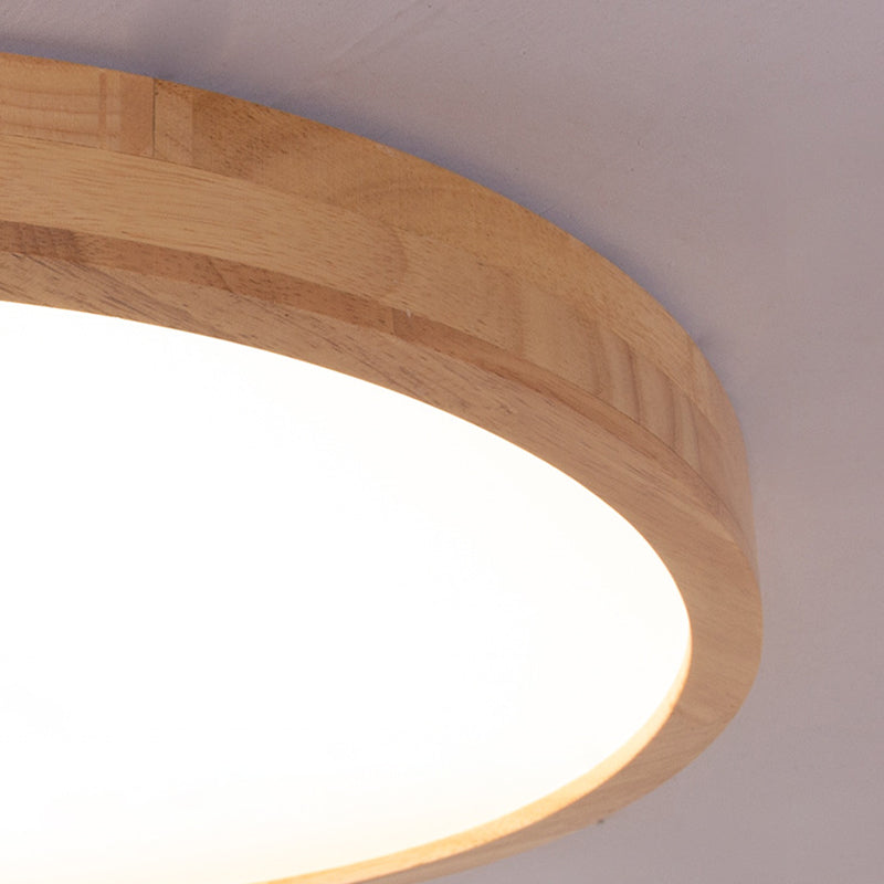 Contemporary LED Ceiling Light Geometric Wooden Flush Mount Light Fixture for Bedroom