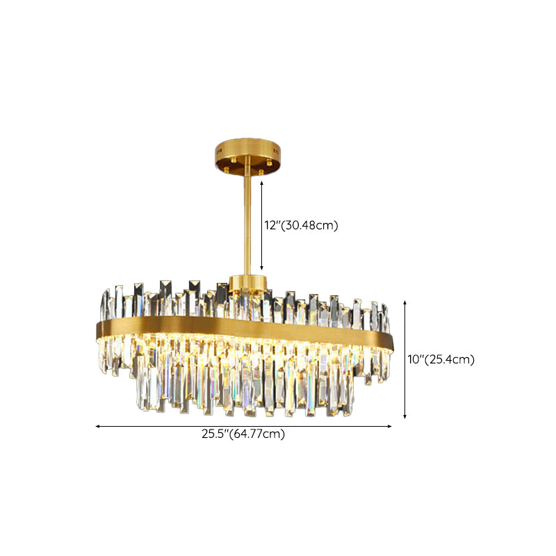 Contemporary LED Metal Pendant Light with Crystal Shade for Living Room