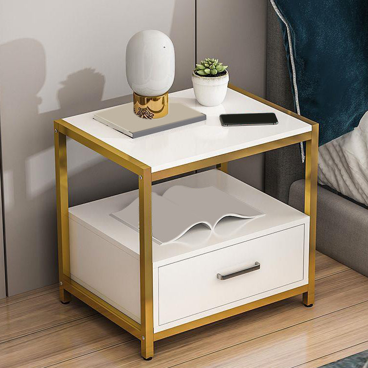 Contemporary Open Storage Accent Table Nightstand Antique Finish Bed Nightstand