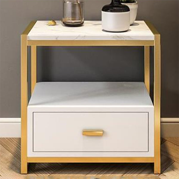 Contemporary Open Storage Accent Table Nightstand Antique Finish Bed Nightstand